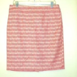 Loft Coral & Cream Cotton & Spandex Mini Skirt Size 10